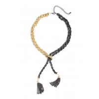 Adriana Knot Tassel Y Chain Mixed Metal Necklace